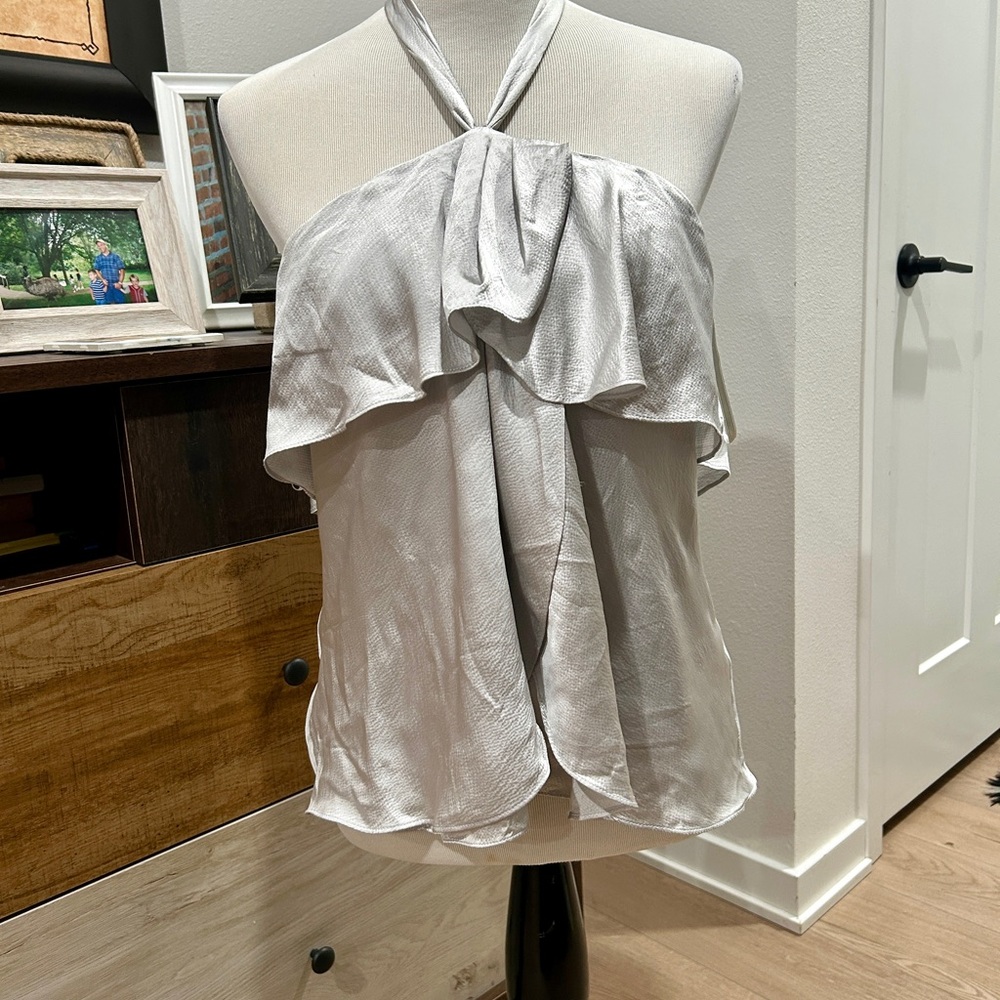 White House Black Market elegant Halter Neck Women Top - Silver